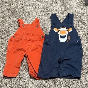 Tigger Navy Overalls & Orange Cotton Overalls Bundle